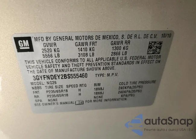 3GYFNDEY2BS555460: 85650125