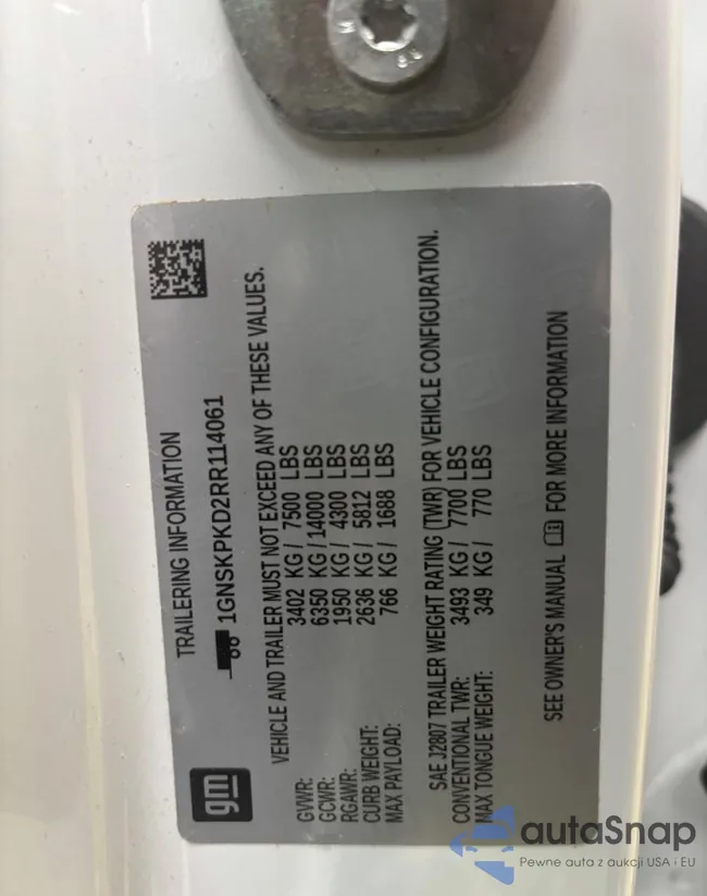 1GNSKPKD2RR114061: 91195225