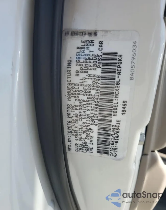 4T1BF28B64U350798: 87474645