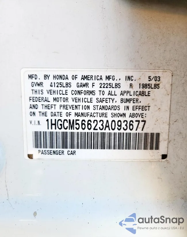 1HGCM56623A093677: 90846045