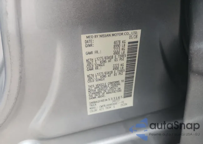 1N6BA1F40JN533165: 81131635