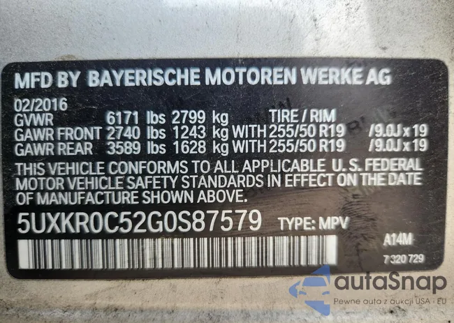 5UXKR0C52G0S87579: 89715015