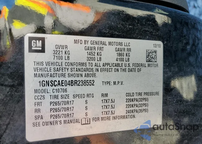 1GNSCAE04BR238552: 85933925