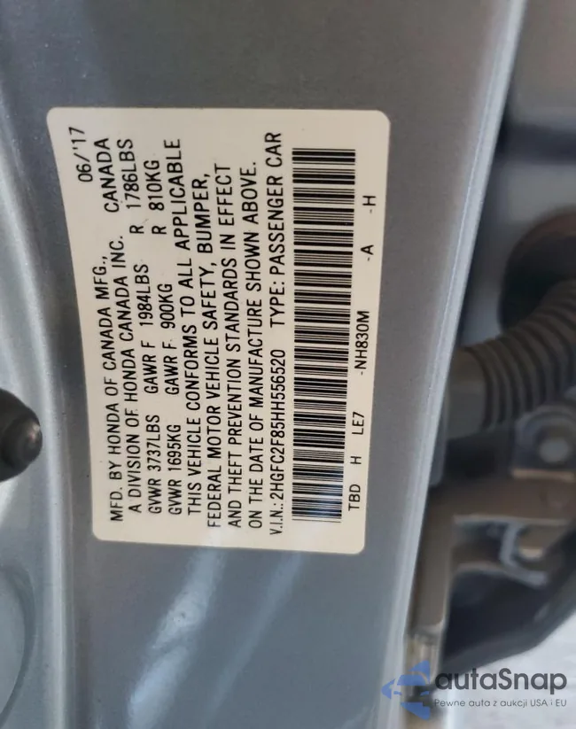 2HGFC2F85HH556520: 85094015