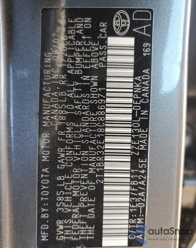 2T1BR32E18C886971: 90903475