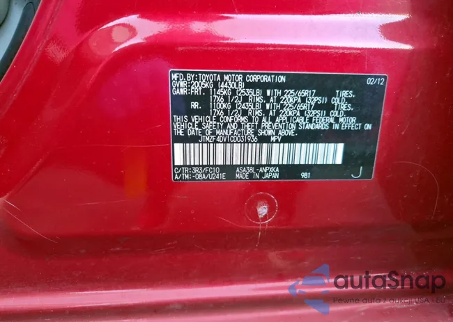 JTMZF4DV1CD031936: 91308875