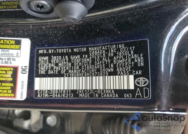 2T1BURHE8HC875829: 89914935