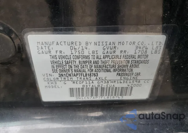 3N1CN7AP7FL818763: 86784175