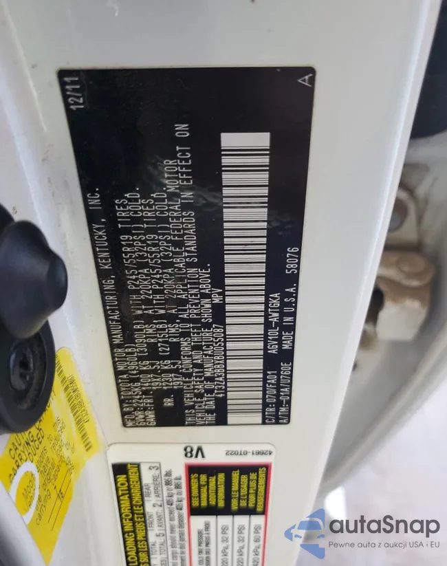 4T3ZA3BBXBU055087: 84907105