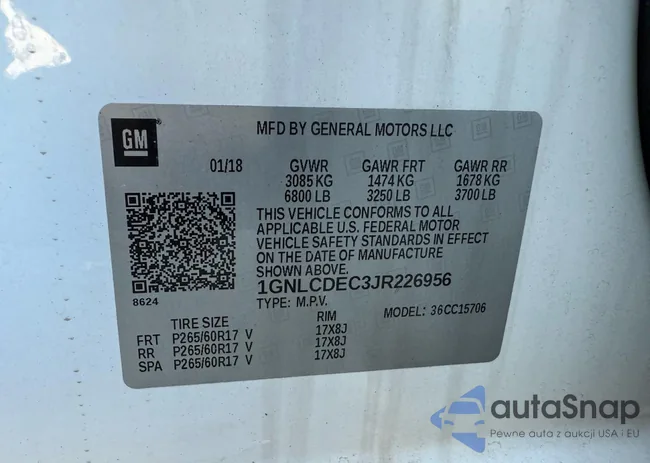 1GNLCDEC3JR226956: 90437685