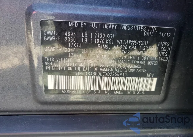 4S4BRDLCXD2256910: 85349845