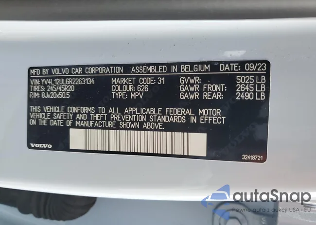 YV4L12UL6R2263134: 86456575