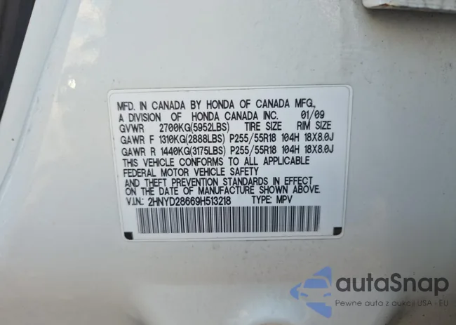 2HNYD28669H513218: 90069045