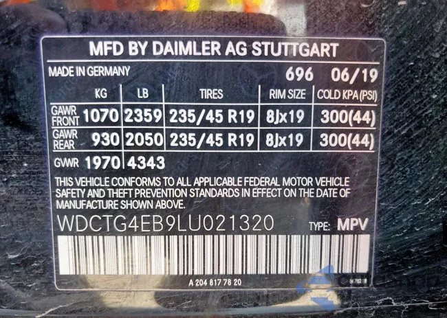 WDCTG4EB9LU021320: 85939965