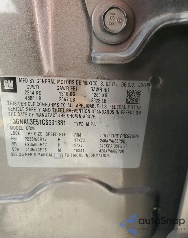 3GNAL3E51CS591381: 89497625