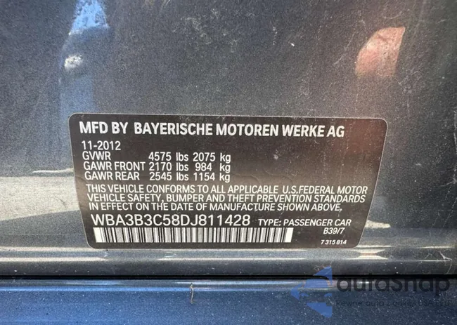 WBA3B3C58DJ811428: 90653265