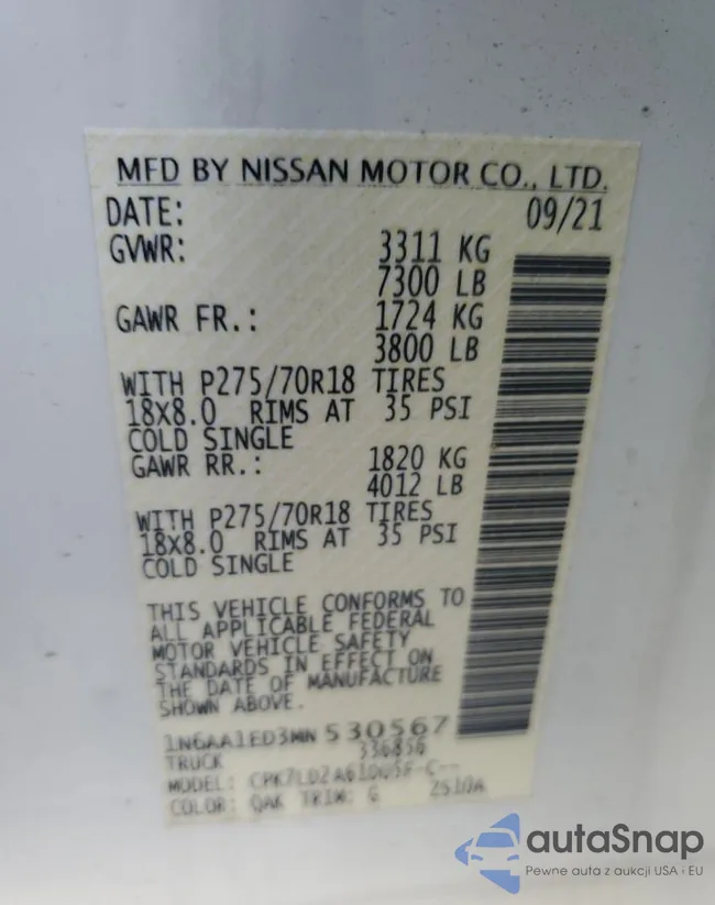 1N6AA1ED3MN530567: 85649875