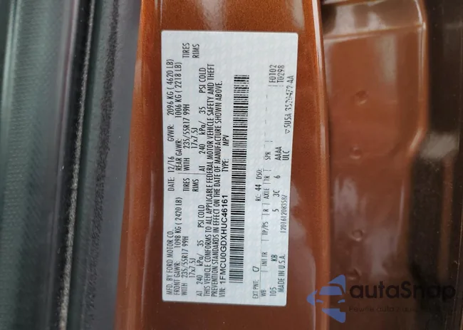 1FMCU0GDXHUC46161: 90799265