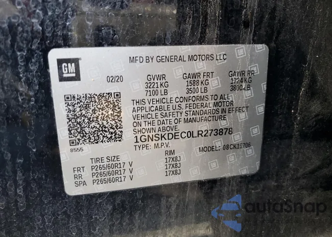 1GNSKDEC0LR273878: 90265255