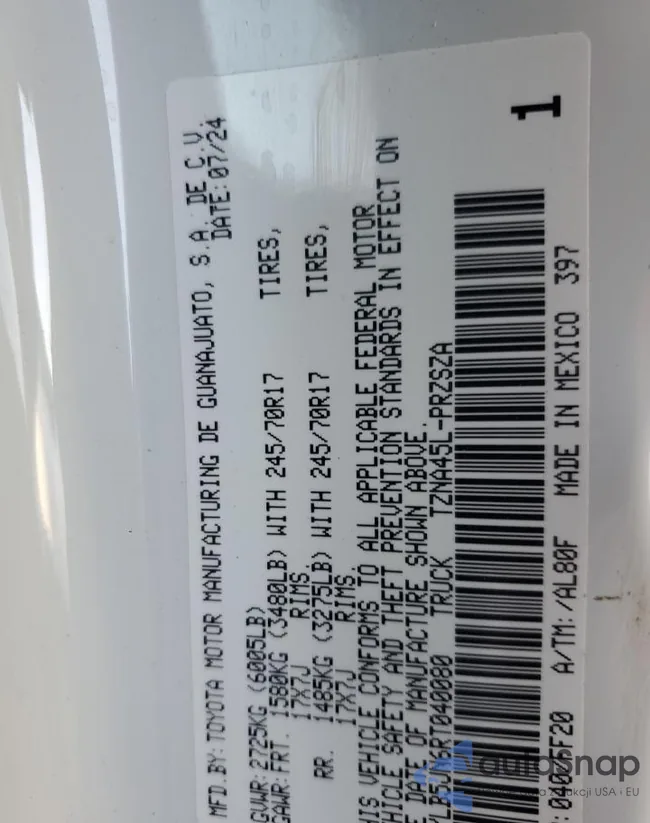 3TYLB5JN6RT040080: 86147085