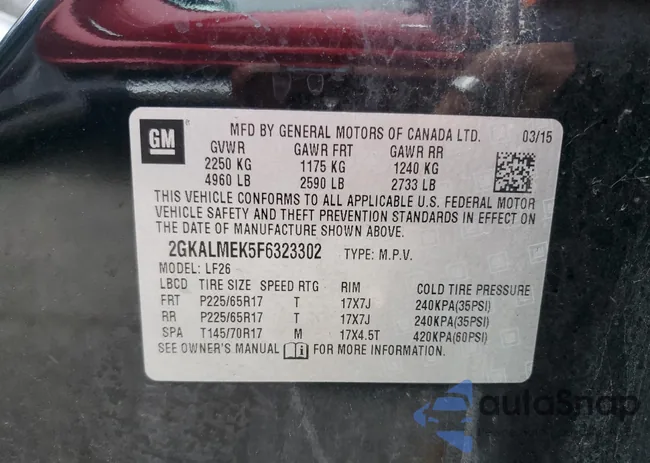 2GKALMEK5F6323302: 85737045