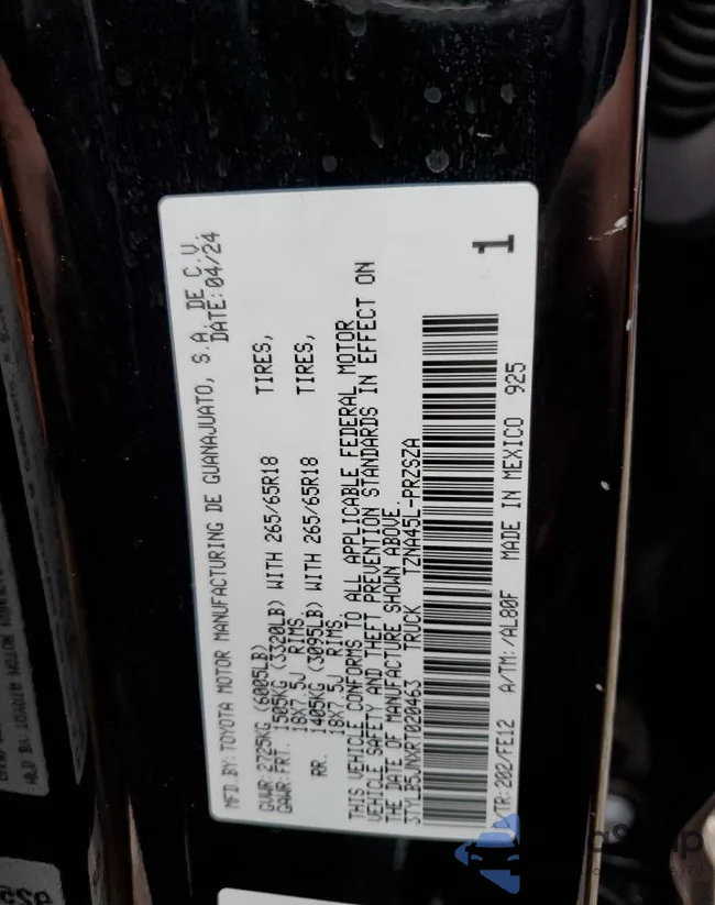 3TYLB5JNXRT020463: 90079075