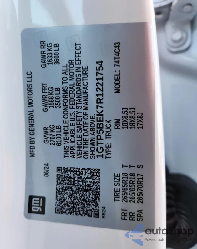 1GTP5BEK7R1221754: 86805125