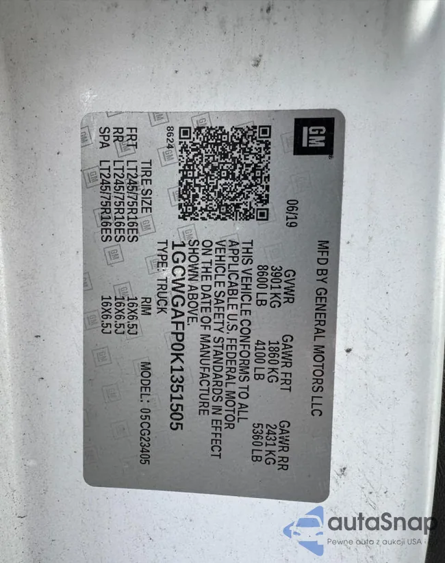 1GCWGAFP0K1351505: 90865365