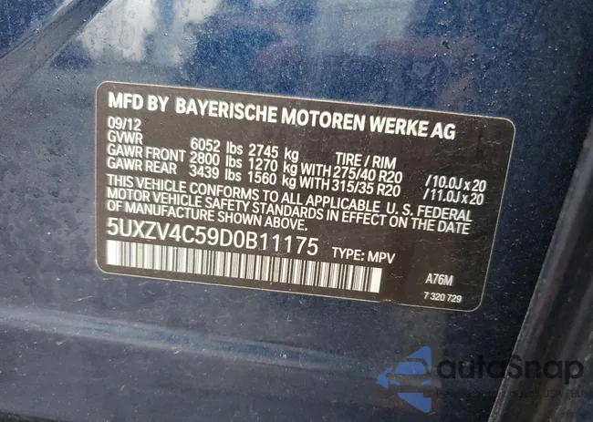 5UXZV4C59D0B11175: 85573665