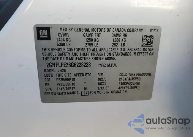 2GNFLFE36G6228228: 85577225