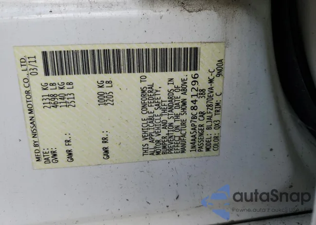 1N4AA5AP7BC841296: 86882105