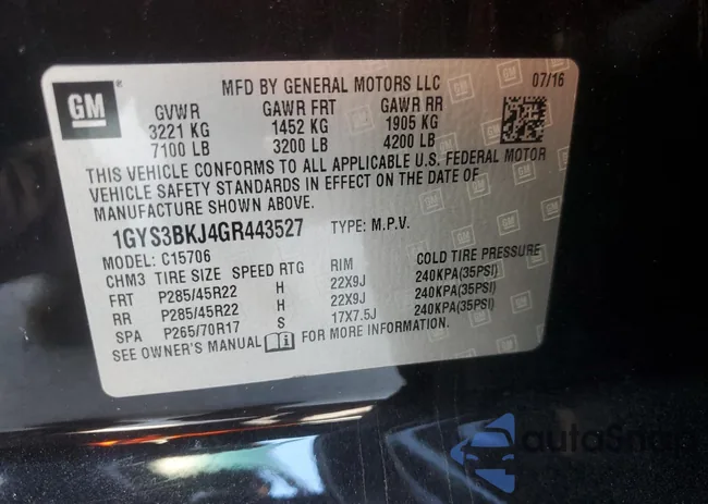 1GYS3BKJ4GR443527: 89881695