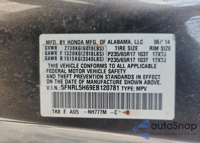 5FNRL5H69EB120781: 82189895