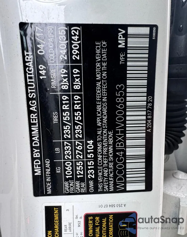 WDC0G4JBXHV006853: 86599465