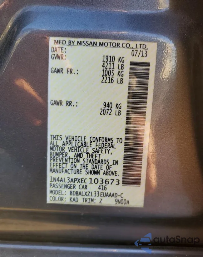 1N4AL3APXEC103673: 91083475