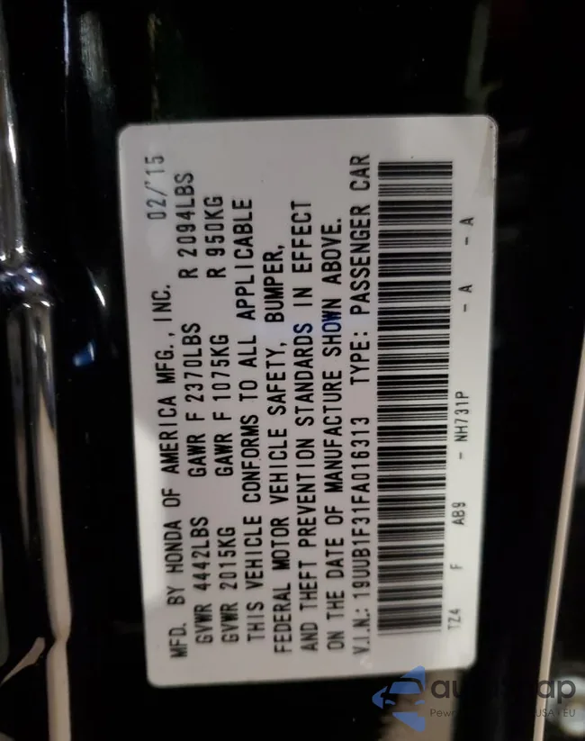 19UUB1F31FA016313: 86432625