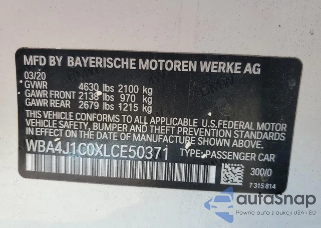 WBA4J1C0XLCE50371: 82331045