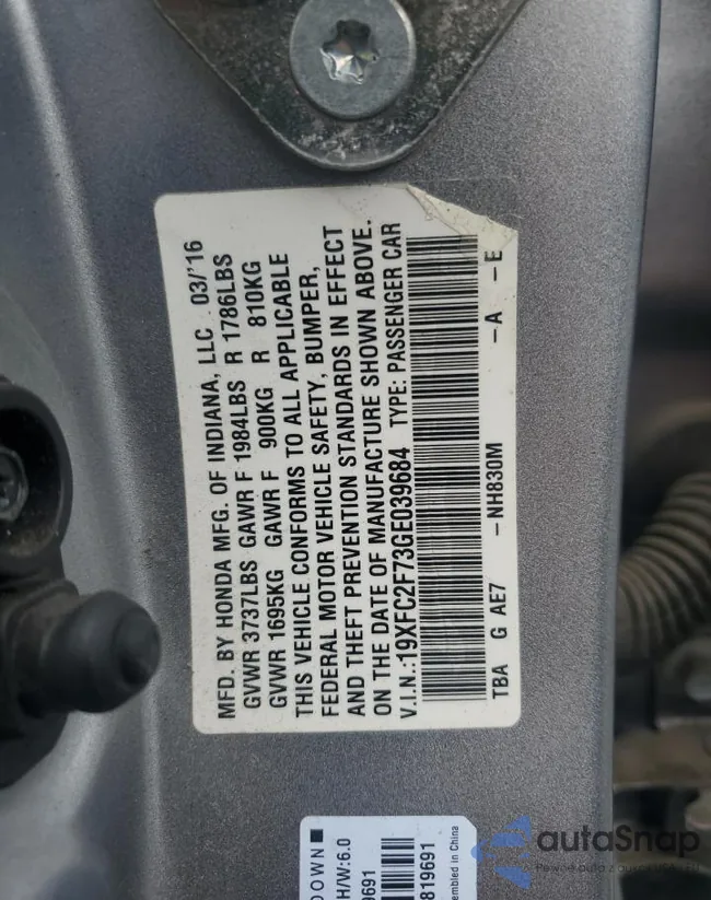 19XFC2F73GE039684: 82256845