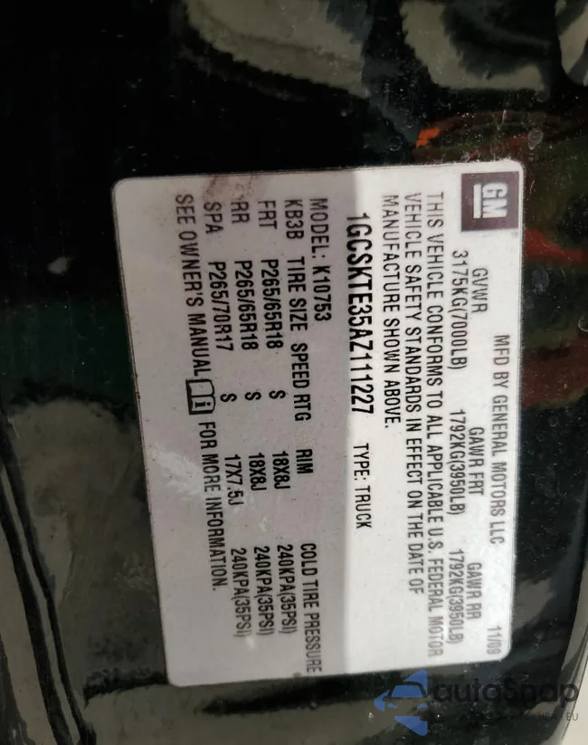 1GCSKTE35AZ111227: 90478125