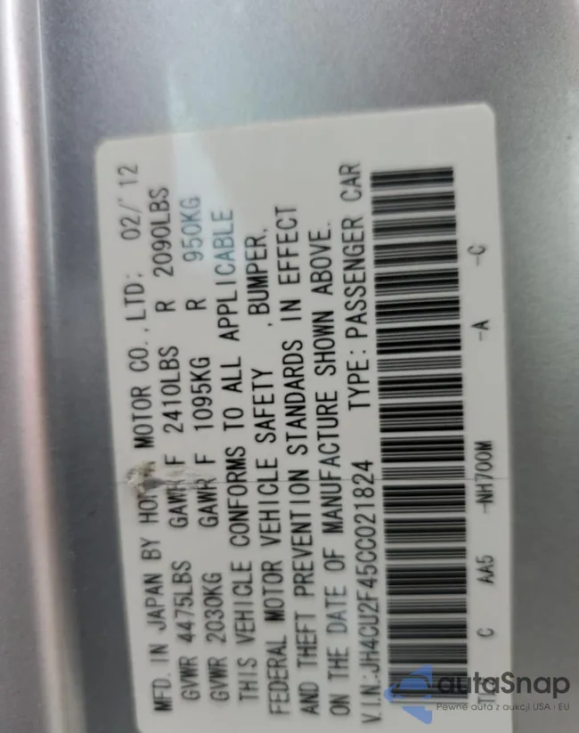 JH4CU2F45CC021824: 90300335