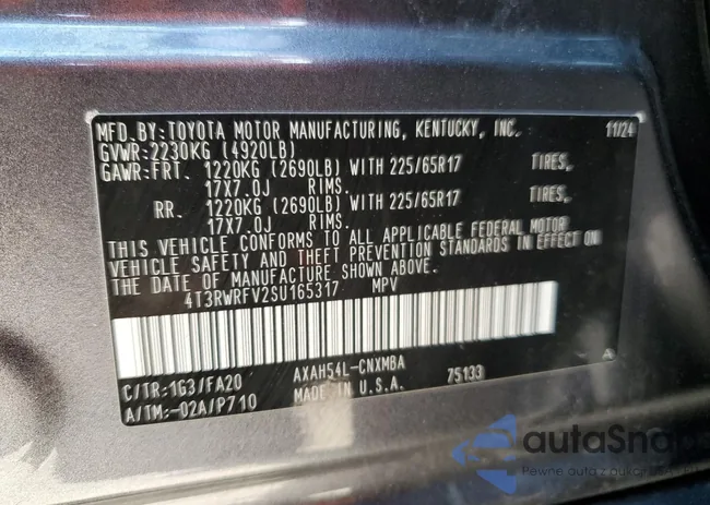 4T3RWRFV2SU165317: 85668925