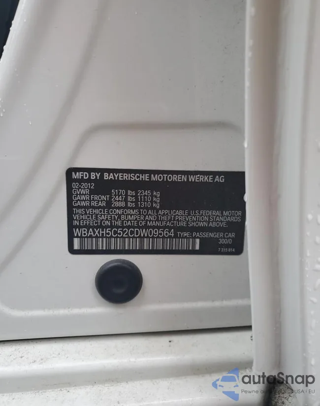 WBAXH5C52CDW09564: 85128475