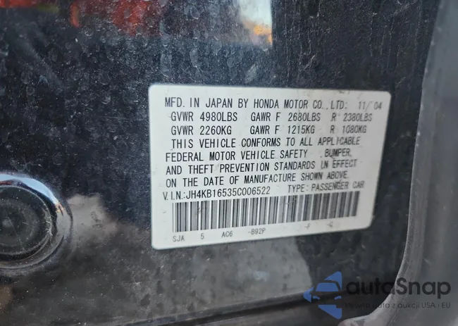 JH4KB16535C006522: 86596515