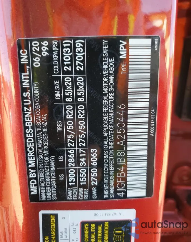 4JGFB4JB8LA250446: 85668105