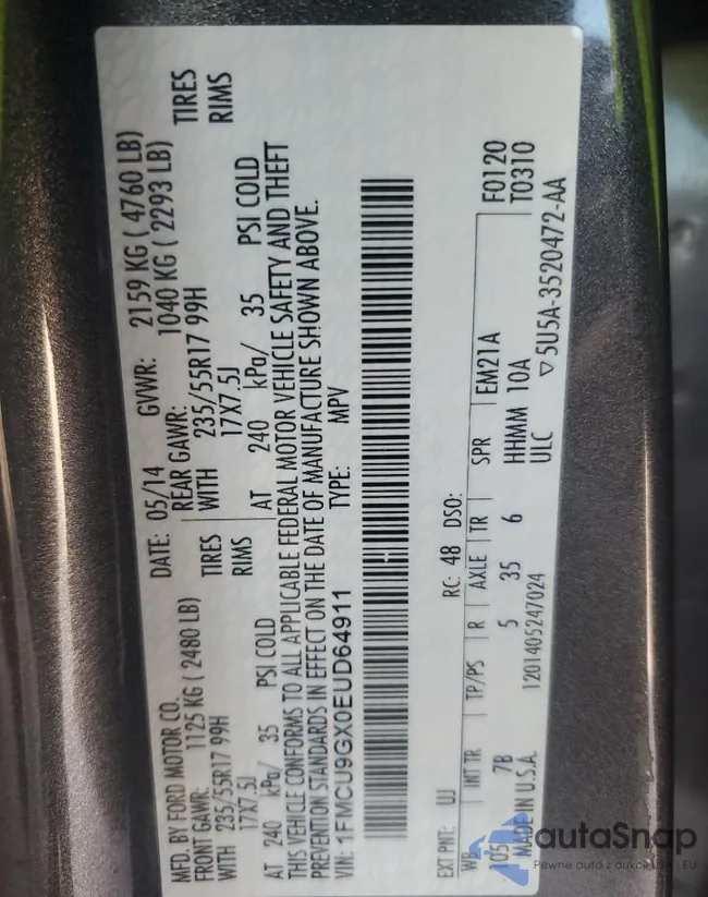 1FMCU9GX0EUD64911: 90223045