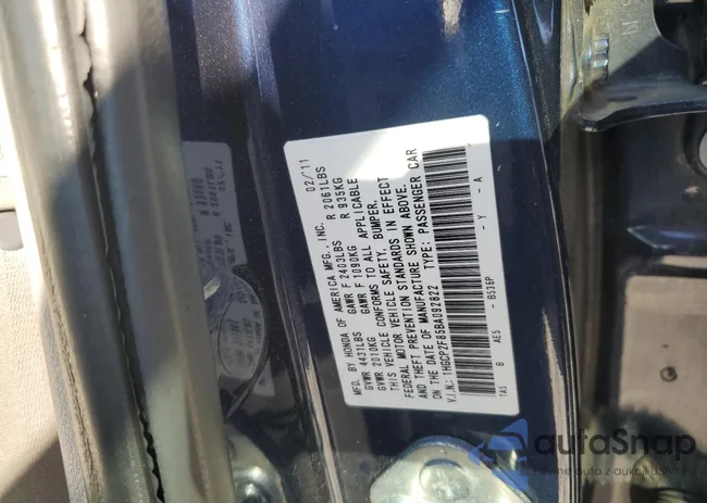 1HGCP2F85BA092822: 90856545