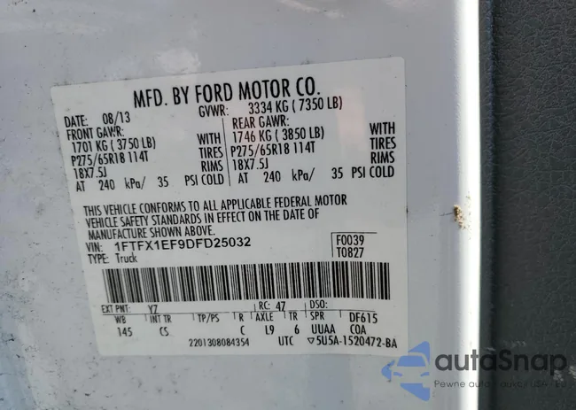 1FTFX1EF9DFD25032: 89685025