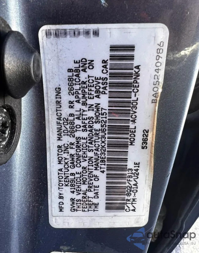 4T1BE32KX3U652157: 89928385