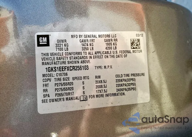 1GKS1EEFXCR256103: 90674685