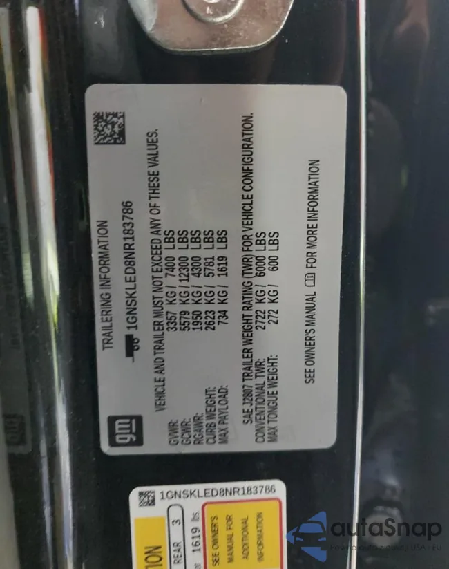 1GNSKLED8NR183786: 90085365